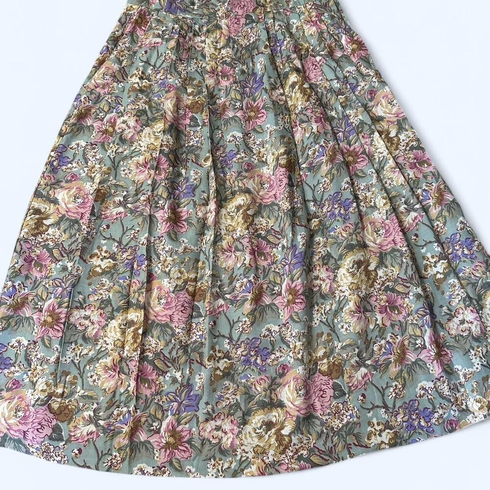 Vintage Toffs Pleated Midi Skirt - Cottagecore Floral Dream - size 10